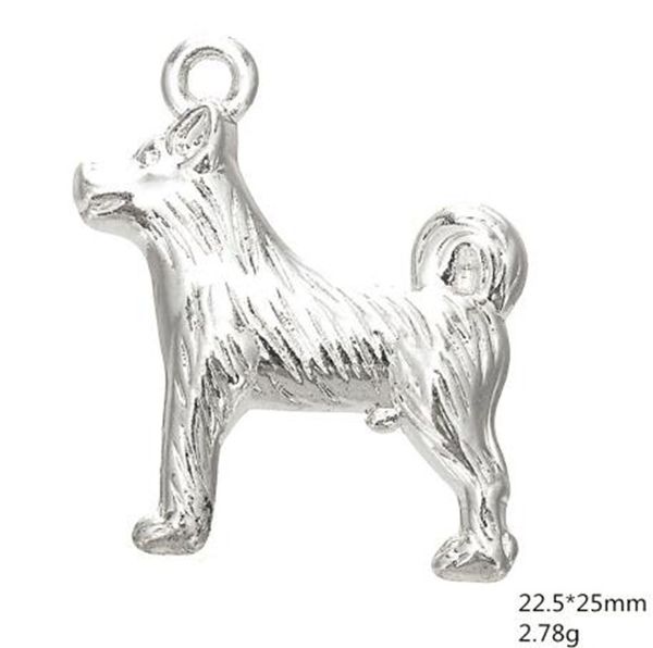 

silver plated single sided dog charms, Bronze;silver