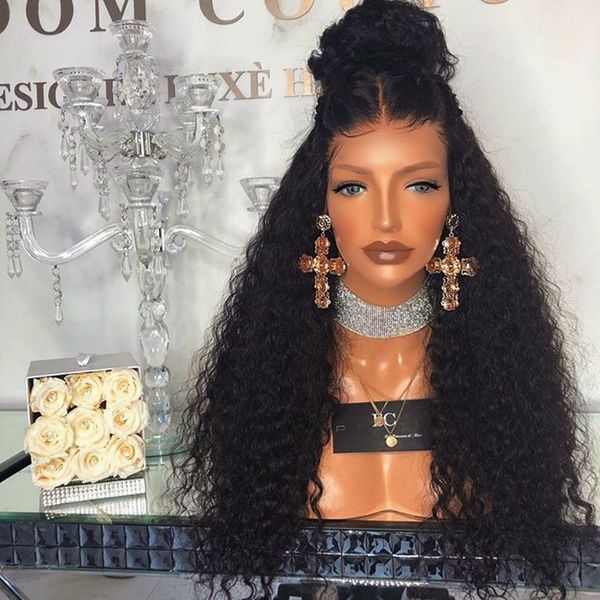 

lace frontal wigs pre plucked lace front wig with baby hair brazilian deep curly full lace human hair wigs pre plucked hairline, Black;brown