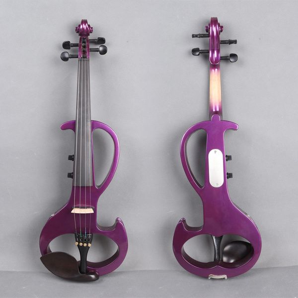 Novo 4/4 Violino Elétrico Poderoso Som Grande Jack Roxo De Madeira Maciça Caso Arco Livre