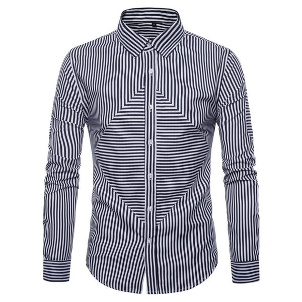 

men's striped pattern long sleeve cotton blend formal shirt eu size, White;black
