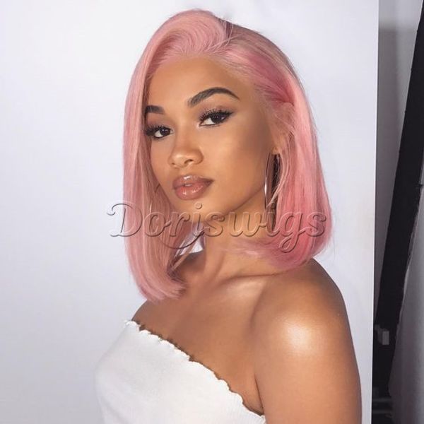 Blonde Bob Lace Front Wig Brazilian Silky Straight Short Bob Human