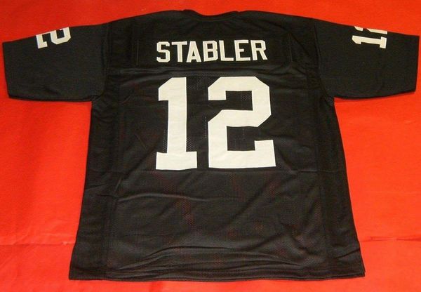 

retro #12 ken stabler custom mitchell & ness jersey mens stitching s-5xl,6xl football jerseys running, Black;blue