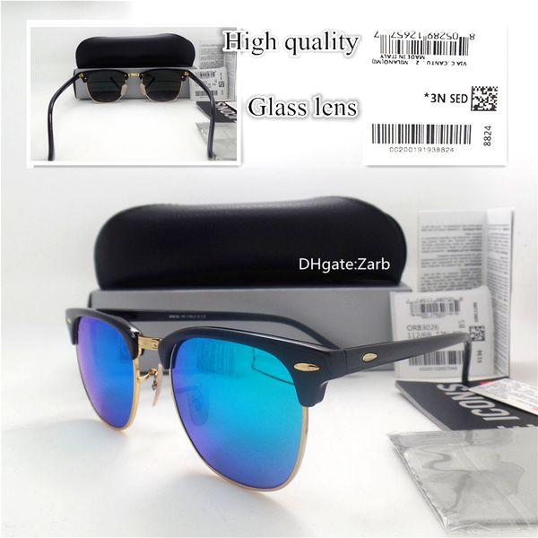 

высокое качество стеклянный объектив роскошный мужчина женщина солнцезащитные очки uv400 планка рамка шарнир круг 51 мм классический унисекс, White;black