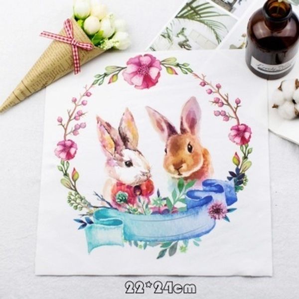 

t shirt rabbits patches sticker cartoon diy stickers for t shirt funny iron-on transfers patches for clothes, Black
