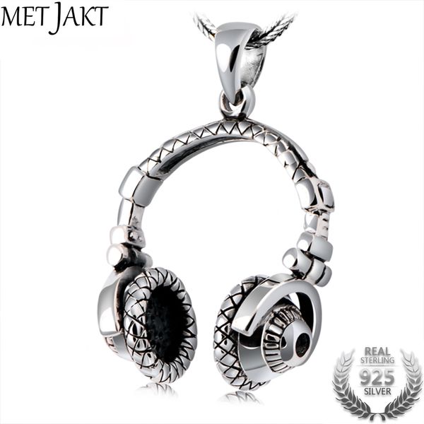 

metjakt hip-hop headset pendants solid 925 sterling silver pendant for necklace for men's punk rock jewelry(only pendant