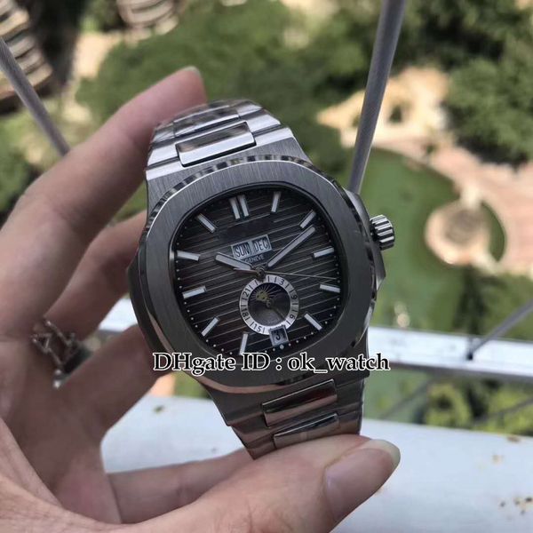 

new высокое качество nautilus 5726 / 1a-001 мужские автоматические часы 5726/1 серый циферблат moon phase daydate мужские спортивные часы из, Slivery;brown