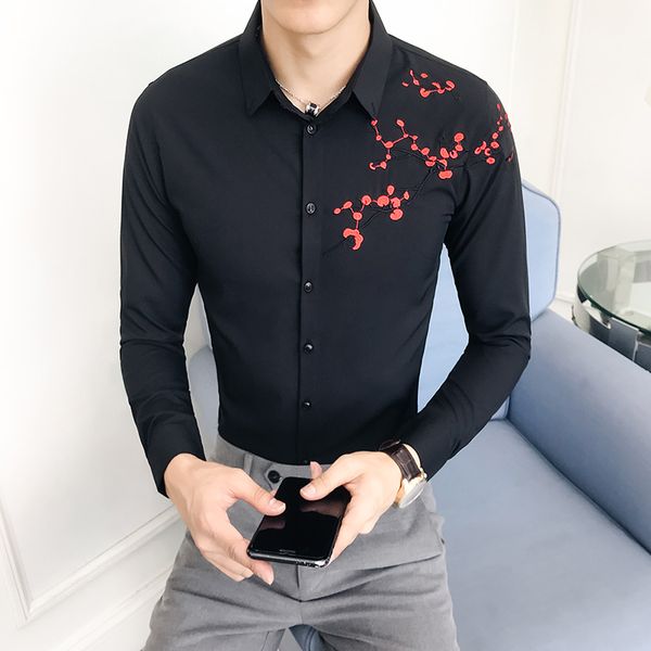 

brand white men shirt long sleeve chemise homme 2018 fashion business design mens slim fit dress shirts casual social camisa, White;black