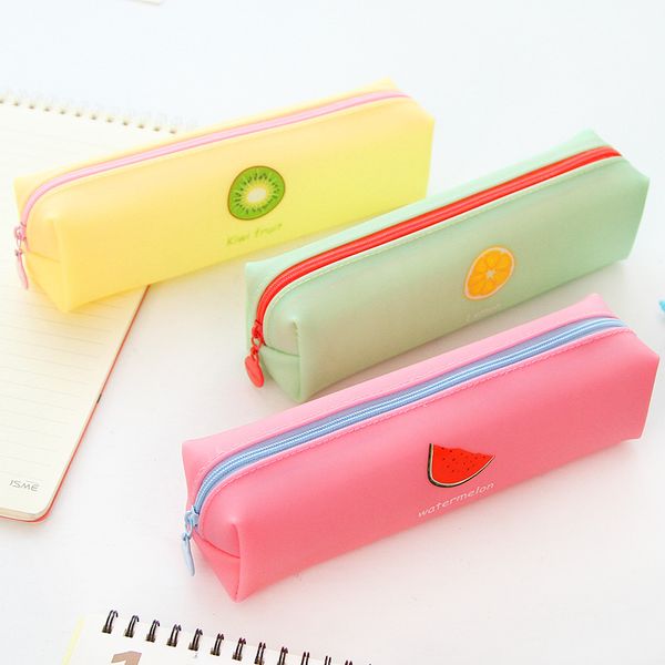 

cute various fruits jelly pencil case silicone large capacity pen bag kawaii stationery school supplies escolar papelaria girls