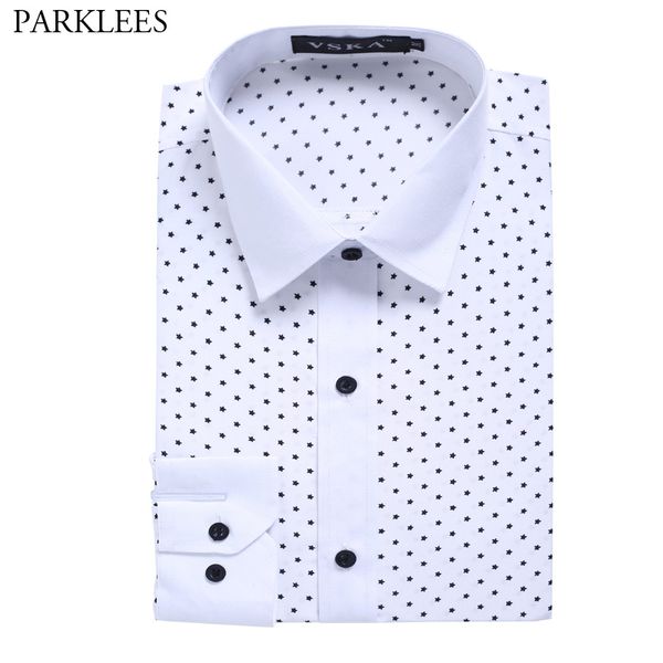 

white polka dot casual shirt men slim fit chemise homme 2018 brand new long sleeve mens dress shirts camisa social masculina 2xl, White;black