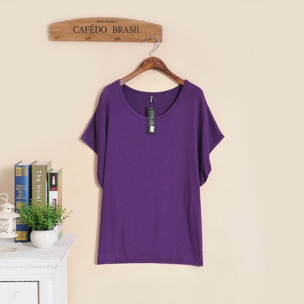 

new 2018 plus size t-shirts women o-neck short batwing sleeve modal cotton loose tees girl casual tunic candy color, White