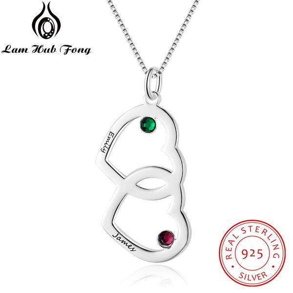 

personalized necklaces 925 sterling silver heart to heart shape pendants engrave name necklaces birthstone diy for women gift