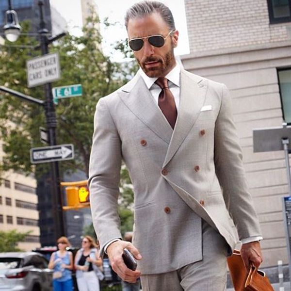 

2018 simple double breasted men suits wide peaked lapel smart casual suits for men wedding costume for groom jacket and pants, White;black