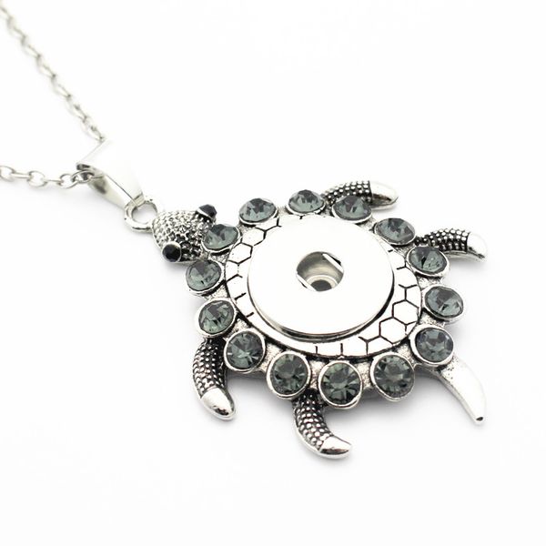 

sea turtle crystal snap pendant chains necklace fit 18mm ginger buttons necklace diy jewelry making, Silver