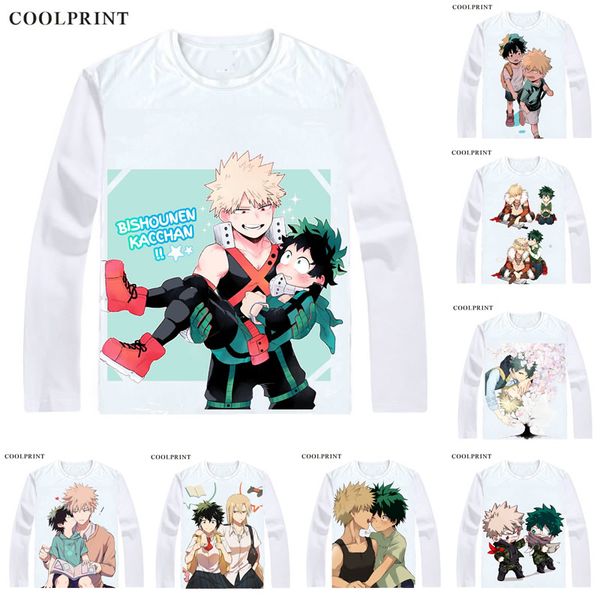 

bakugou katsuki t shirt katsudeku midoriya izuku my hero academia men t-shirt casual vintage tshirt printed long sleeve shirts, White;black