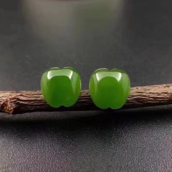 

fidelity natural 8mm hetian jasper 18k yellow gold stud earrings elegant fine jewelry for women party natural green gemstone, Golden;silver