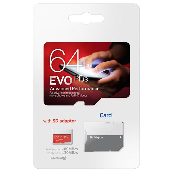 

2018 горячий продавать белый evo plus + 80mb / s 90mb/s32gb64gb128gb256gb c10 tf флэш-карта памяти класс 10 бесплатный sd адаптер розничная