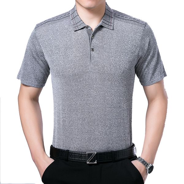 

middle-aged man 2017 shirt brand silk material anti wrinkle breathable s mens fashion shirts plussize, White;black