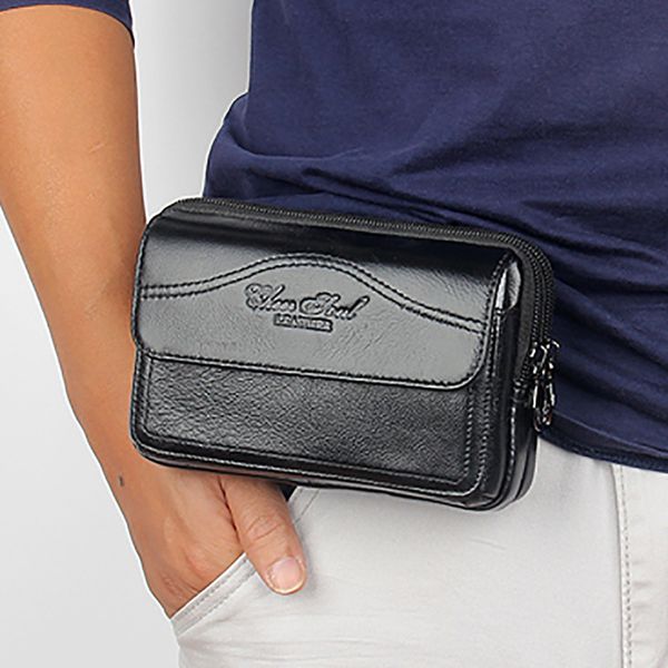 

men genuine leather wallet waist pack belt bags organizer purse mobile phone case belt clutch money fanny bag wallets