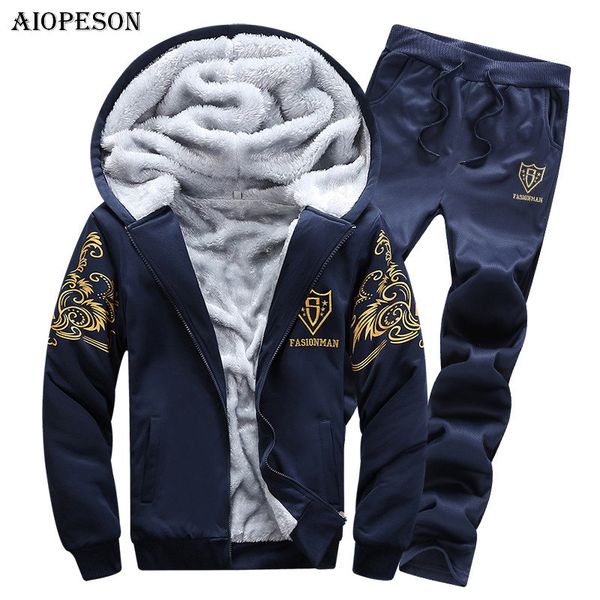 

aiopeson fashion mens hoodies winter solid color thick warm hoodies men slim fit sporting tracksuits sweatshirts, Black