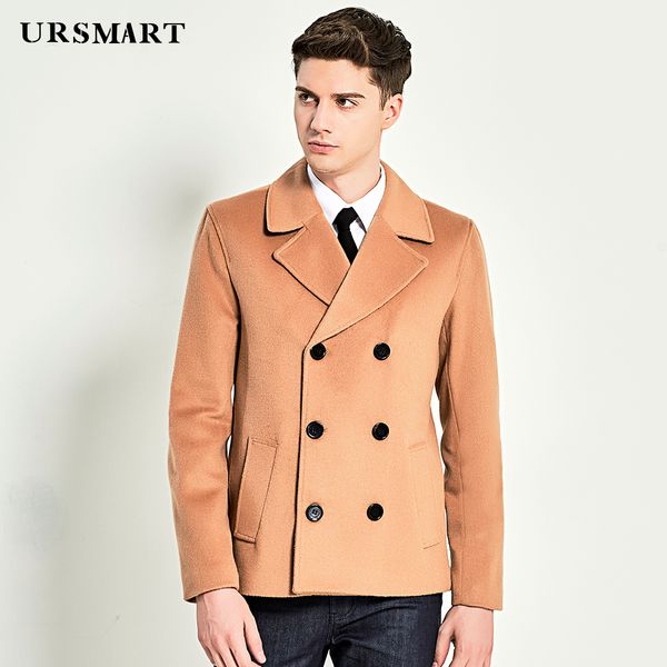 

ursmart autumn winter new camel men's coat youth style short coat men british hard short men, Black