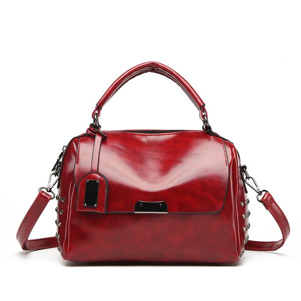 

new arrival casual female handbag retro motorcycle messenger bag rivet leather totes women shoulder bag vintage crossbody bags