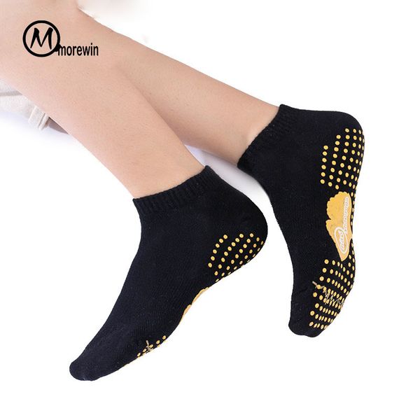 

morewin women yoga socks anti-slip trampoline dance barre fitness socks quick-dry keep warm pilates, Black