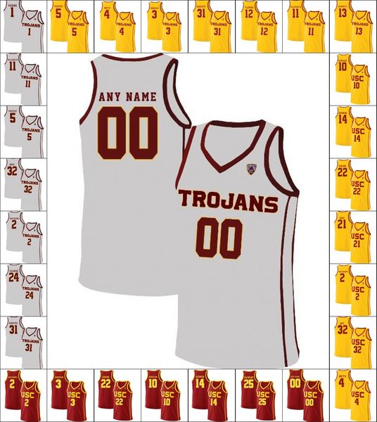 

Custom mens NCAA USC Trojans College Basketball Personalized jerseys Stitched Any Name Number 30 Stewart 4 Chimezie Metu 32 Mayo jersey