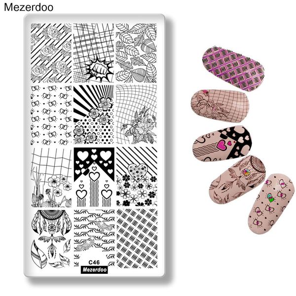 

love flower nail plates nail art stamping plates valentine's day lover couple asymmetry grid rose heart manicure image plate, White