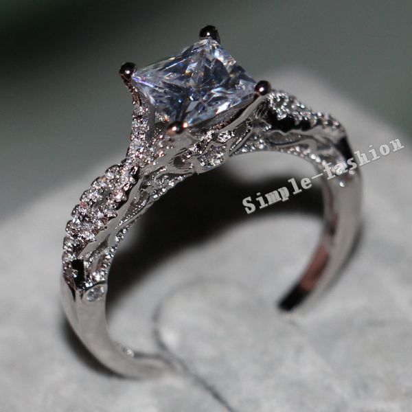 

choucong jewelry princess cut 2ct dianomd ring 925 sterling silver women engagement wedding band ring sz 5-11, Slivery;golden