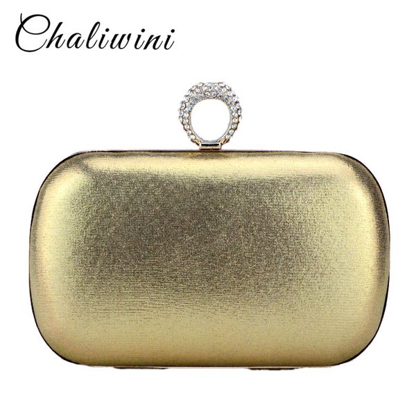 

chaliwini fashion dress stain solid day culthces gold red green mixed color diamond hasp women handbags lady wallet purse