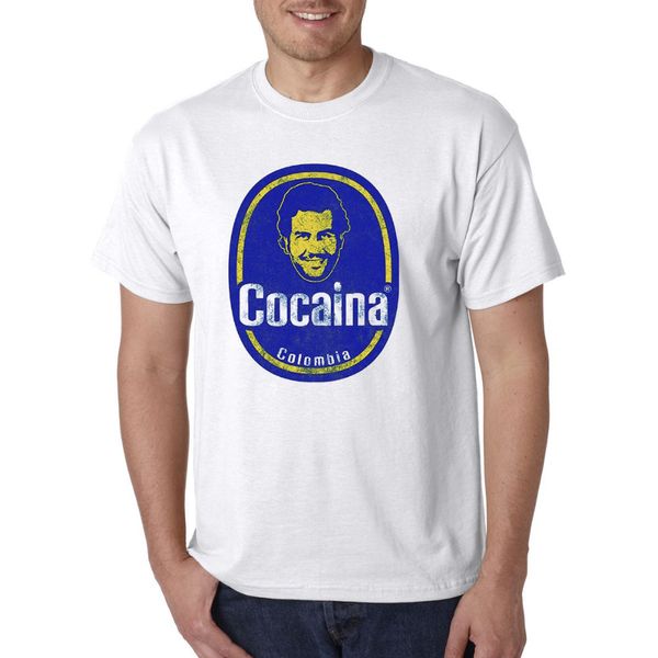 

2018 letter print hip hop novelty t shirts men's brand clothing pablo escobar cocaina funny t-shirt, White;black