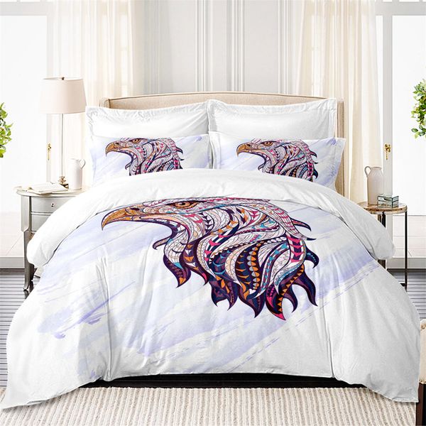 

luxury bedding set animal eagle print duvet cover colorful geometric patchwork comforter cover king  pillowcase d30