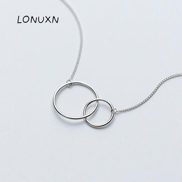 

casual double circle necklace 925 sterling silver necklace accesorios mujer initial eternity interlocking hoop infinity pendant