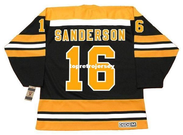

wholesale mens derek sanderson boston bruins 1974 ccm vintage away retro hockey jersey, Black;red