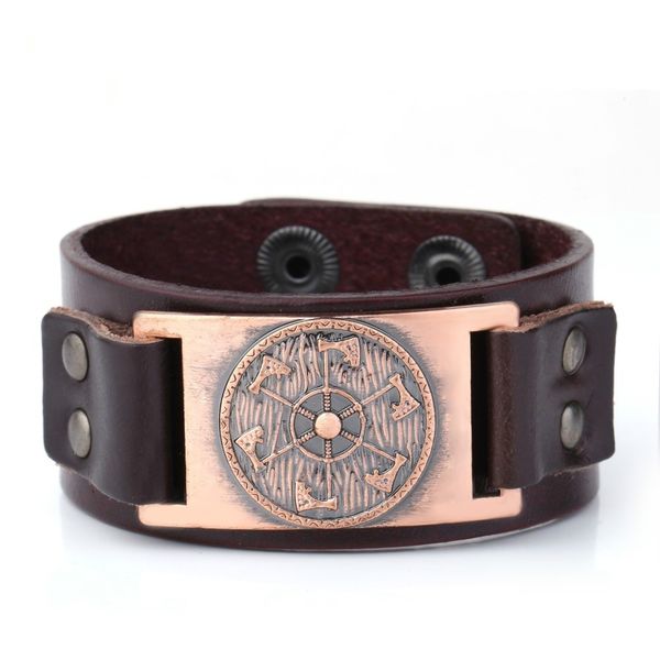 

thunder shield six axe nordic mythology trendy resiable cuff men bracelets, White