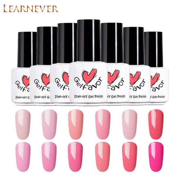 

learnever nude pink color series gel nail polish led lamp lacquer soak off vernis semi permanent varnish long lasting 30days, Red;pink