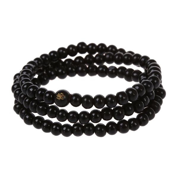 

108 pcs 6*530mm black wood buddha beads long necklace buddhism strand chain mala bracelet jewelry, Silver