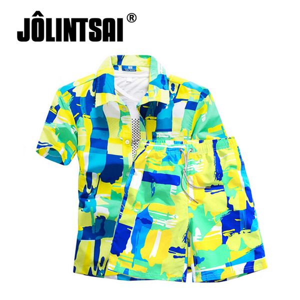 

shirt+shorts sets men graffiti printed summer suits casual shirt men tracksuits brand clothing sportswear male tees set, Gray