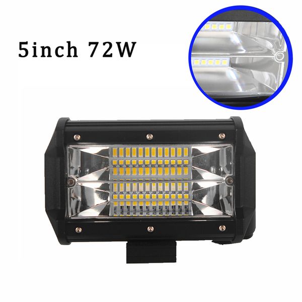 

ecahayaku 5 inch led work light bar 12v 72w spot flood 24v 6000k led bar for off-road atv jeep driving lights car styling