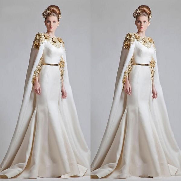 

Fancy Elegant 2018 Вечерние платья Золотые аппликации Атласные платья выпускного вечера