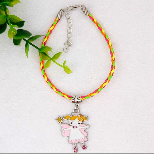 

горячие 50 шт. цинковый сплав drop glaze magic girl шарм подвеска 20 + 5 см цвет плетеный веревка браслет мода женщинымужчины ювелирные изде, Golden;silver