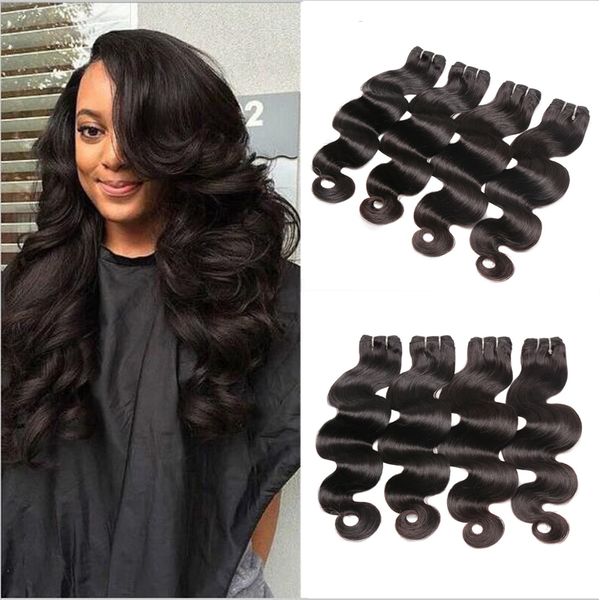 

4 bundles malaysain body wave full head 100% unprocessed virgin remy human hair weaves extensions natural black color