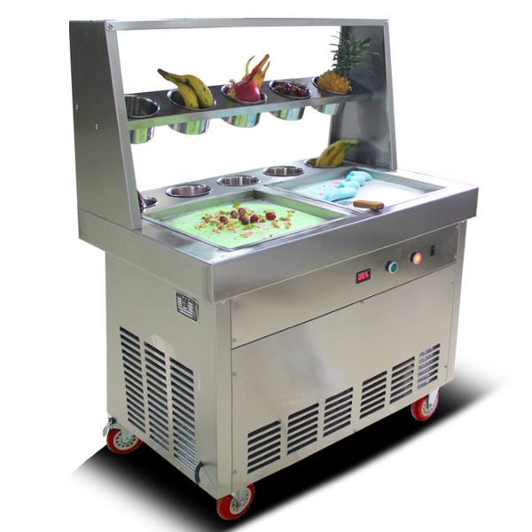

double square pan usa fry ice cream machine/commercial fry roll ice cream machine with 10 ings
