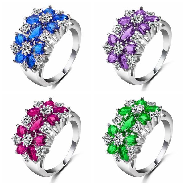 Fashion 925 silver filled anneaux de mariage pour femmes Blanc Saphir Bague Taille 6-10