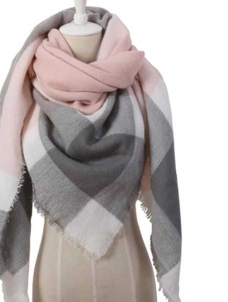 

winter triangle scarf for women brand designer shawl cashmere plaid scarves blanket wholesale dropshipping ol082 fashion, Blue;gray