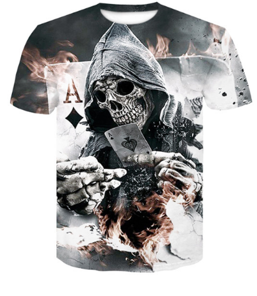 

new arrival men/women skull funny 3d printed t-shirt summe style fashion casual t-shirt s-xxxxxxl u18, White;black