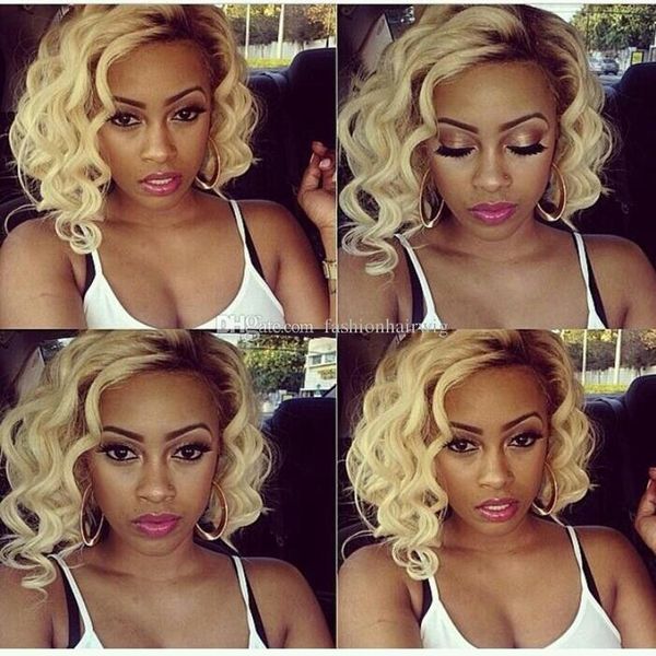 Short Loose Curly Hair Lace Front Wig For Black Woman Bob 14