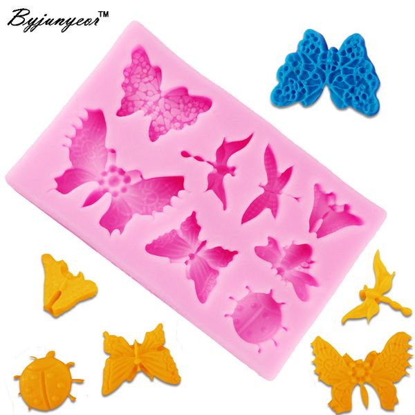 

byjunyeor f1072 dragonfly, butterfly silicone mold fondant mould silicone mat cake decorating tools cake bakeware