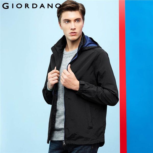 

wholesale- giordano men windbreaker long sleeves hooded jacket 2017 mens mockneck overcoat brand new chaquetas hombre, Tan;black