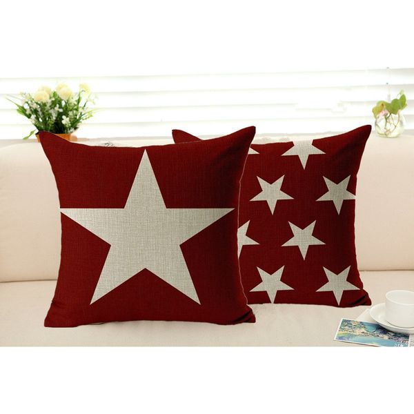 Star Pillowcase Cotton Linen Cushion Cover Sofa Chair Seat